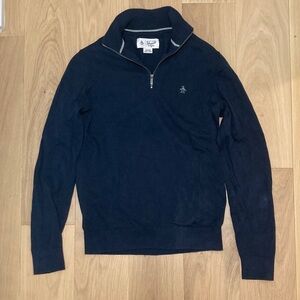 Original Penguin Men's Navy Black Quarter Zip Sweater